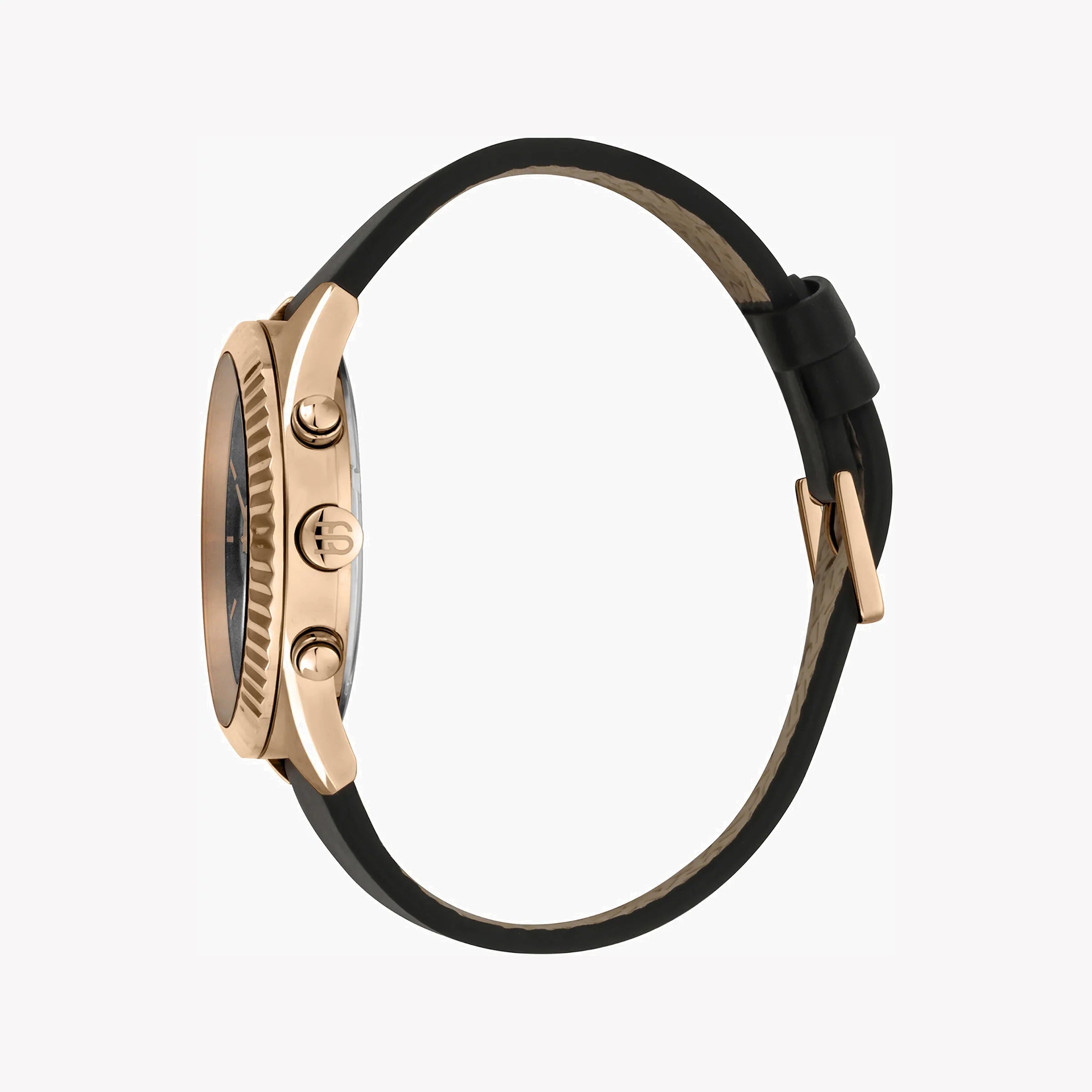 ESPRIT MEN'S BLACK LEATHER & ROSE GOLD TIMEPIECE - ELEGANT STYLE REDEFINED