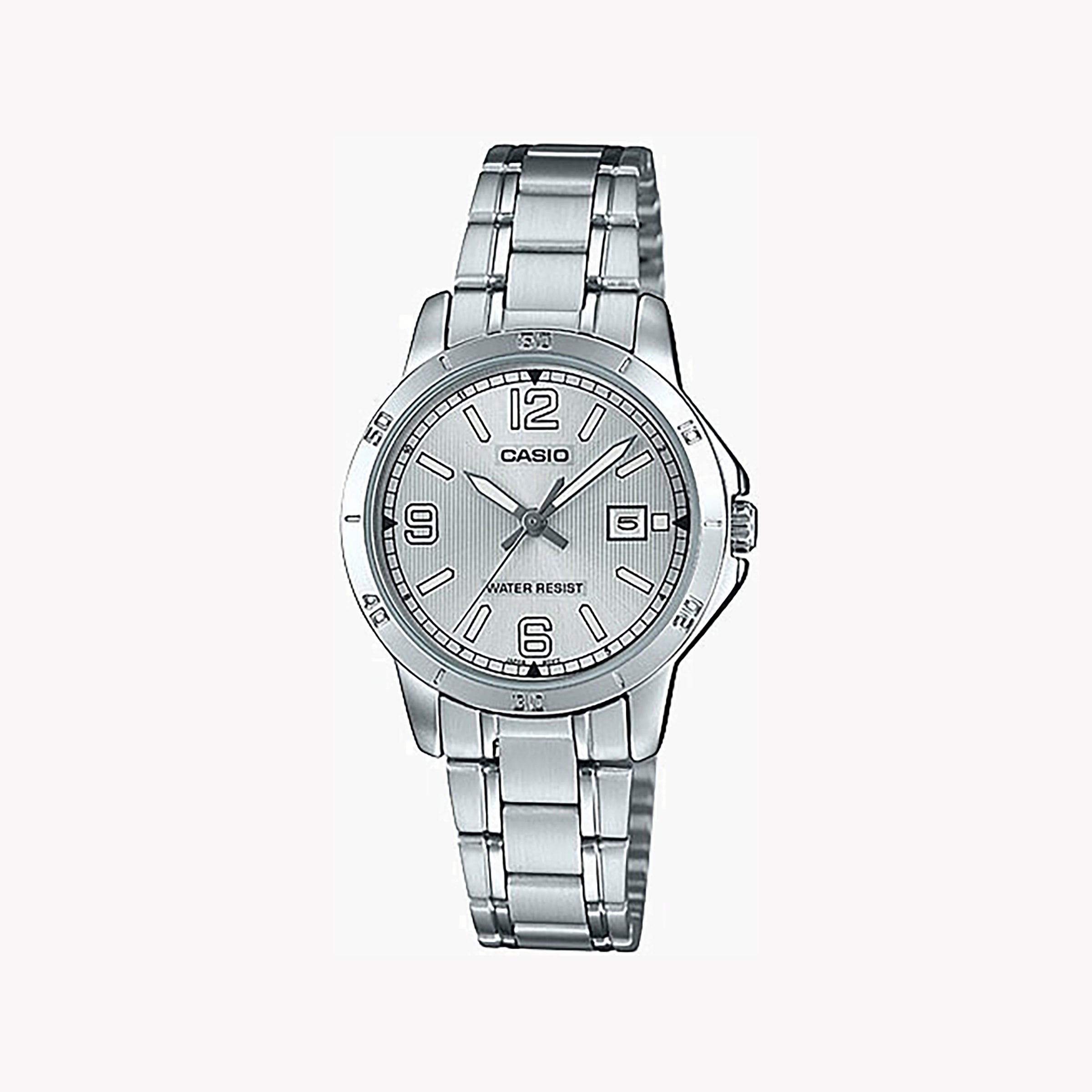 CASIO LTP-V004D-7B2UDF ELEGANTLY TIMELESS - CHIC SILVER WOMEN'S WATCH with Durable Stainless Steel Band