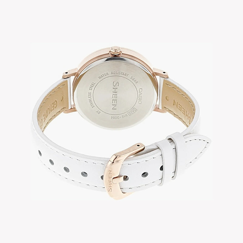 Casio She-3064pgl-7audf - Sporty Elegance With Rose Gold Glamour Women's Watch With Leather BAnd and Sparkling Swarovski® Detail by i-watch