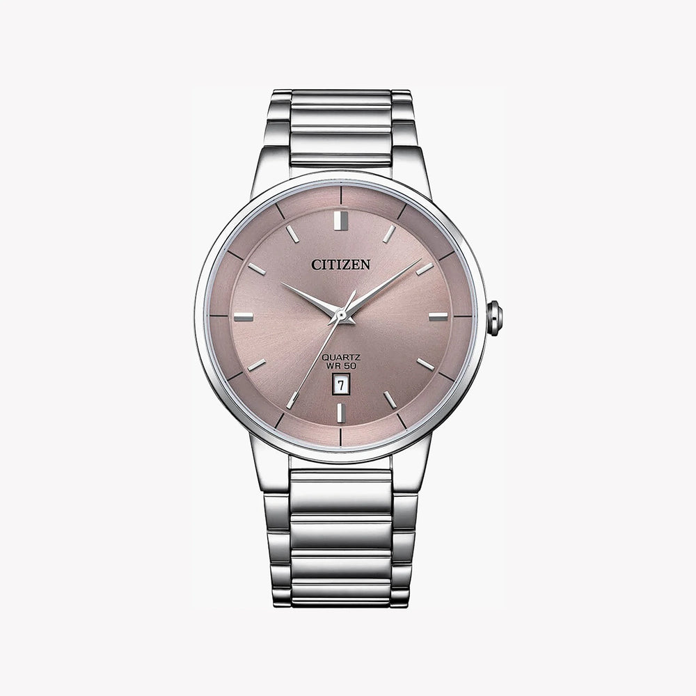 Citizen Men's Silver Stainless Steel Watch, Pink Dial | Bi5120-51z by i-watch