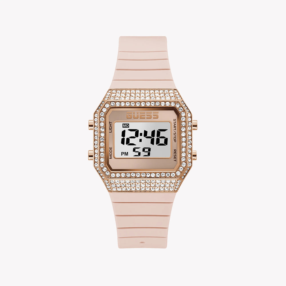 Guess Women's Pink Silicone Watch, Rose Gold Case | Gw0430l3 by i-watch