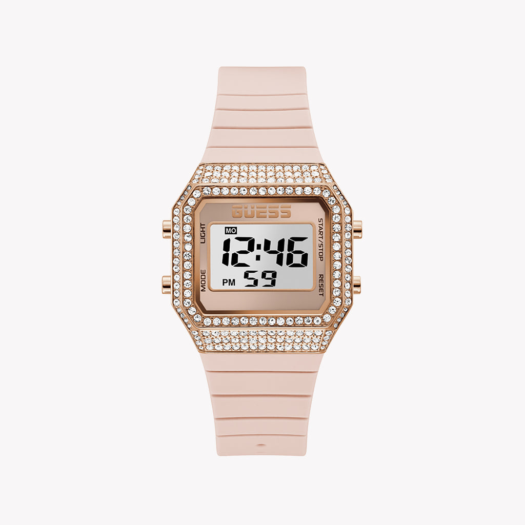 GUESS GW0430L3 CHIC VIBRANCE - STUNNING ROSE GOLD & PINK SILICONE WOMEN'S WATCH