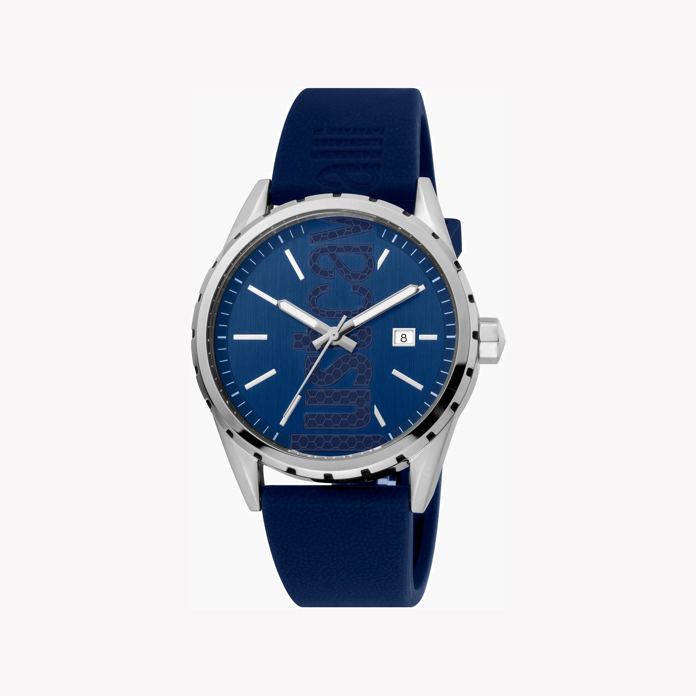 JUST CAVALLI JC1G082P0035 ELEGANT BLUE DIAL MEN'S WATCH WITH SILICONE BAND - SOPHISTICATED TIMEPIECE