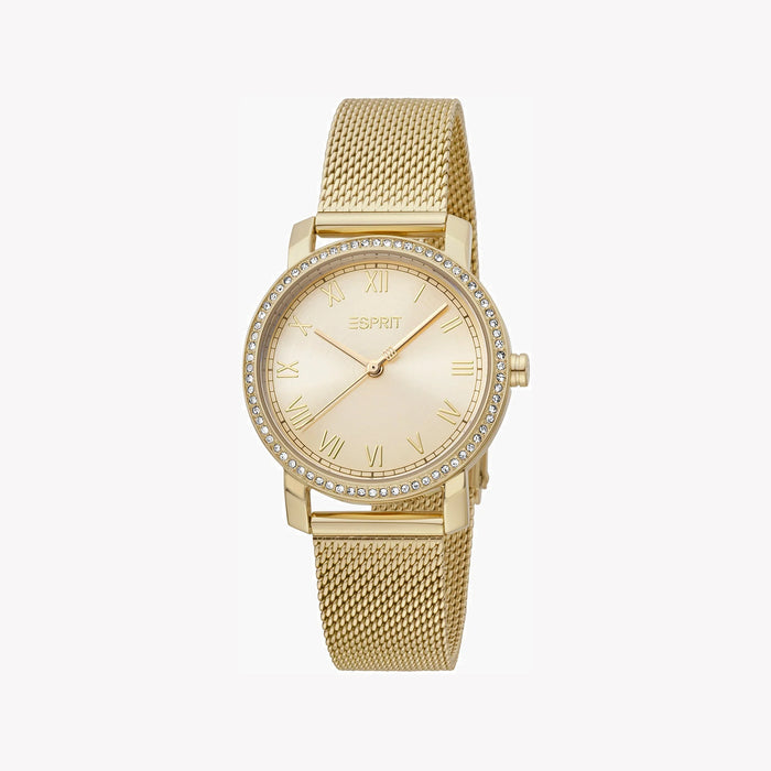 Esprit Women's Gold Stainless Steel Watch, Champagne Dial | Es1l083m0015