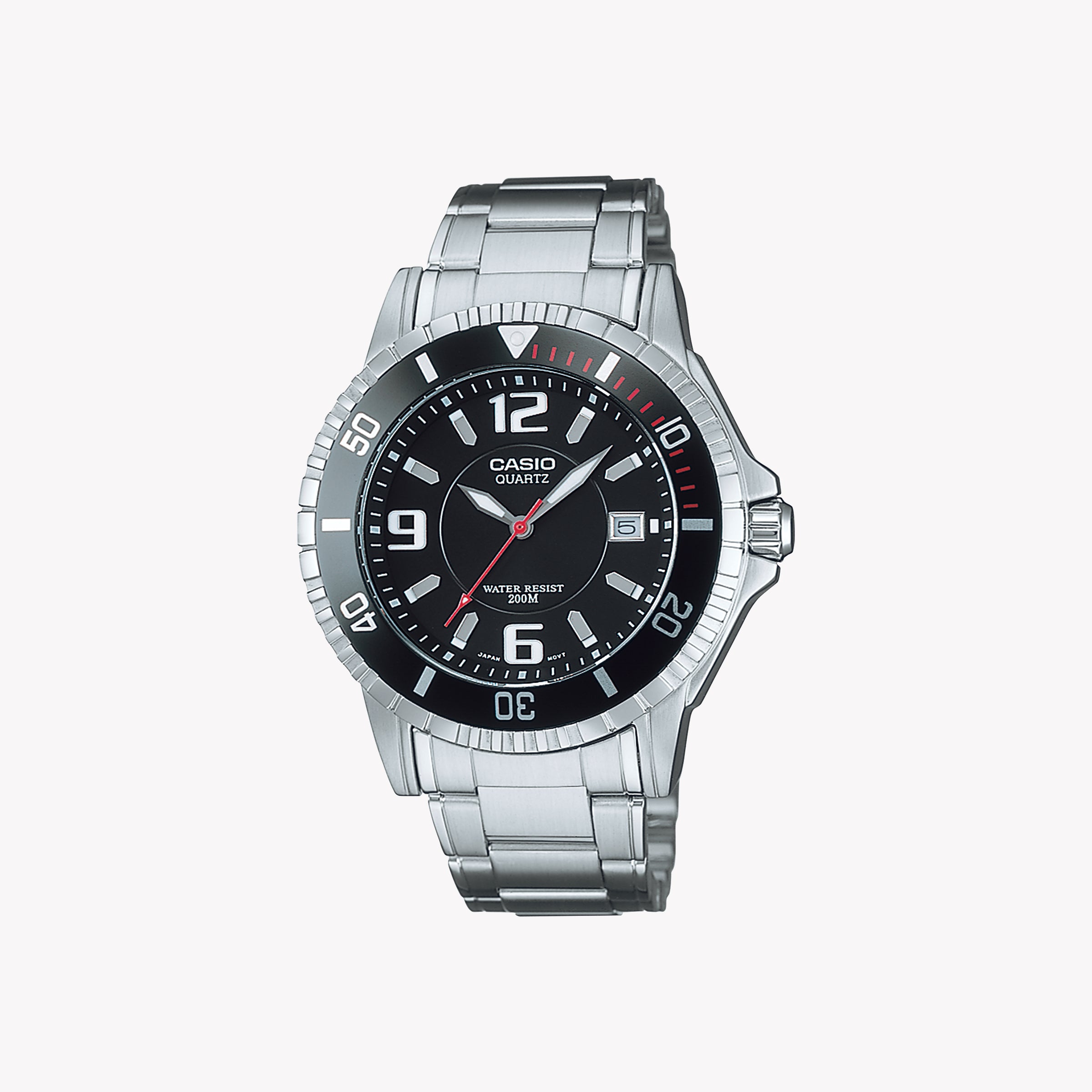 MTD-1053D-1AVES - TIMELESS ELEGANCE: MEN'S STAINLESS STEEL WATCH WITH BLACK DIAL & WATER RESISTANCE