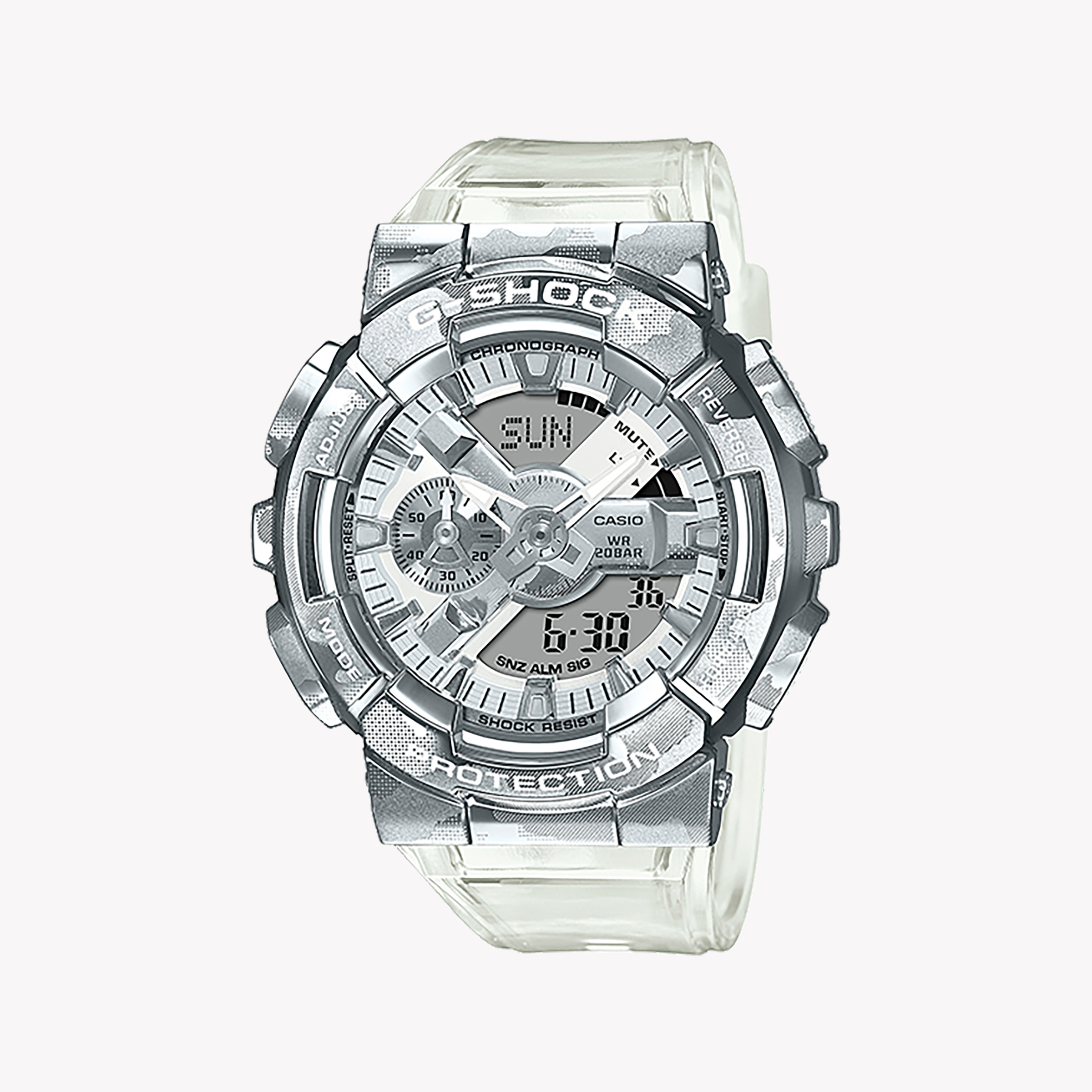 CASIO G-SHOCK GM-110SCM-1ADR - TOUGH SPORT STYLE MEN'S WATCH WITH SILVER DIAL & RESILIENT RESIN BAND