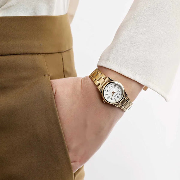 Casio Women's Gold Watch, White Dial | Ltp-V002g-7b2 by i-watch