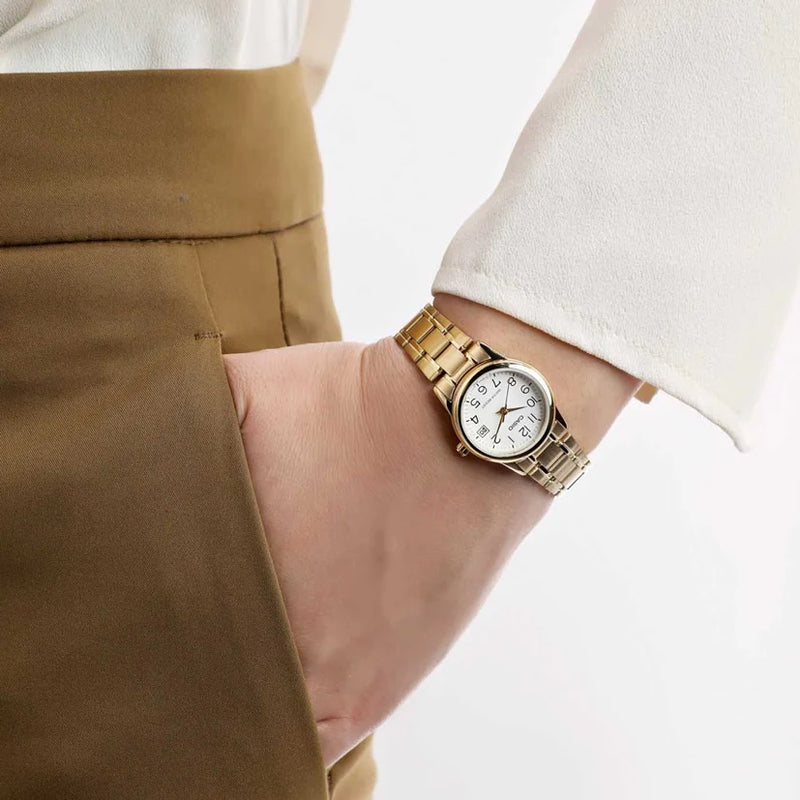 Casio Women's Gold Watch, White Dial | Ltp-V002g-7b2 by i-watch