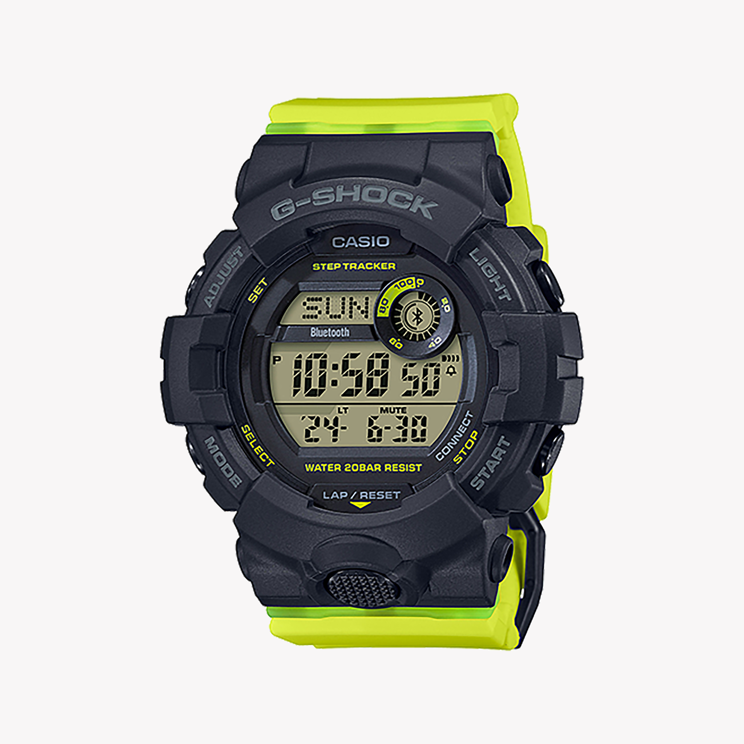 CASIO G-SHOCK GMD-B800SC-1BDR DYNAMIC FUSION - SPORTY WOMEN'S WATCH with sleek black resin band and vibrant yellow digital display