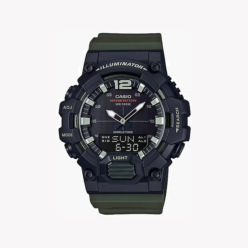 Casio Men's Black Resin Watch, Dark Green Band | Hdc-700-3av by i-watch