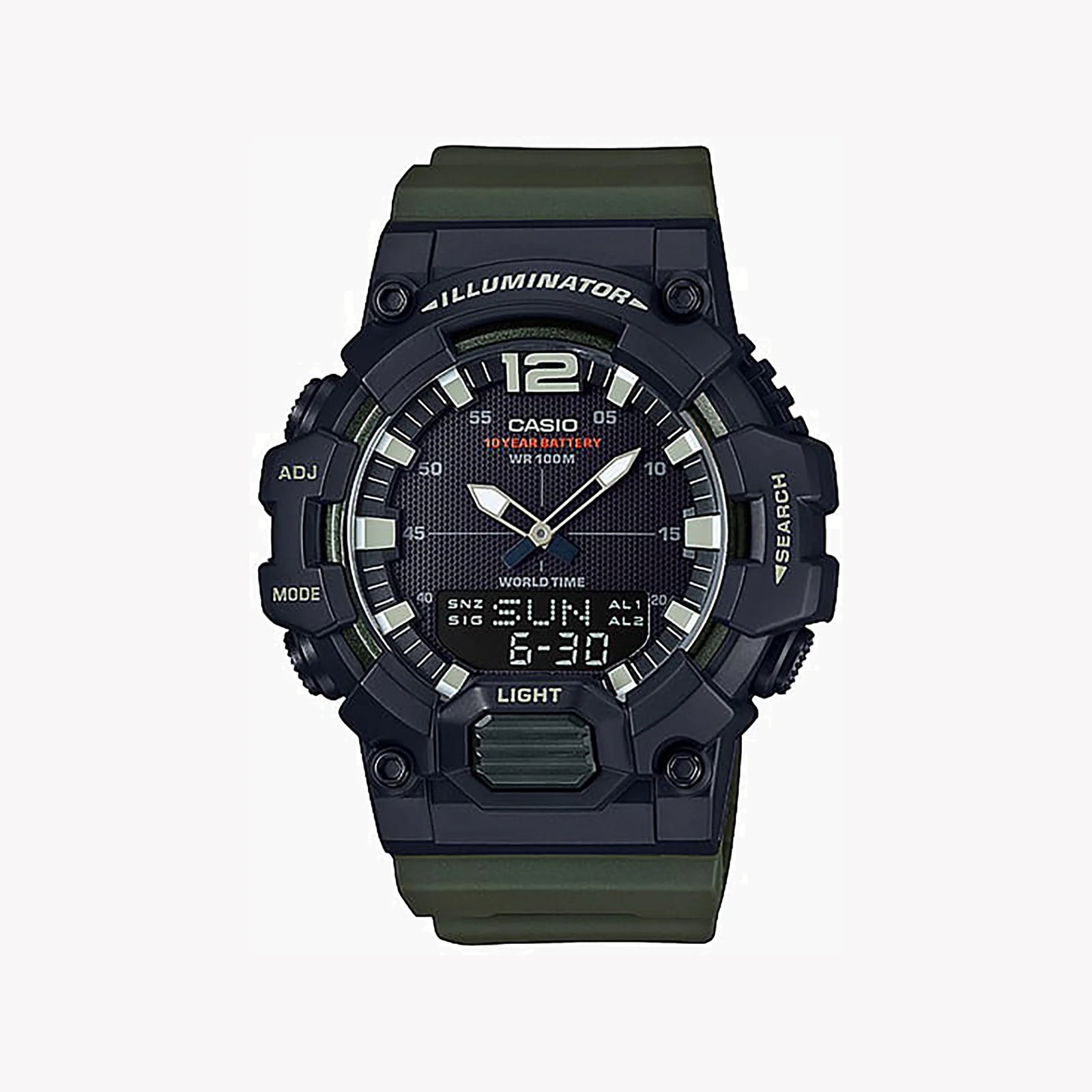 Casio Men's Black Resin Watch, Dark Green Band | Hdc-700-3av by i-watch