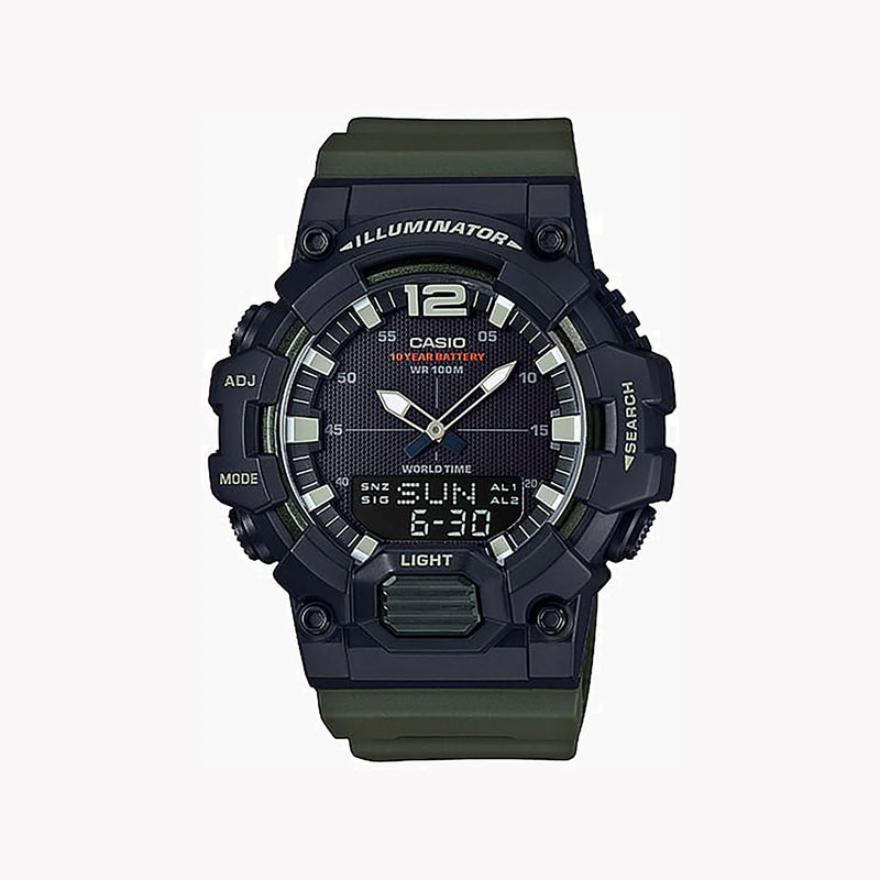 Casio Men's Black Resin Watch, Dark Green Band | Hdc-700-3av by i-watch