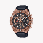 CASIO EDIFICE EFR-569BL-1AVUDF - ROSE GOLD STYLE, BLACK LEATHER, MEN'S WATCH