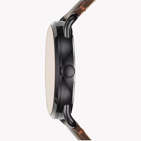Fossil Men's Black Stainless Steel Watch, Brown Leather Strap | Fs5666 by i-watch