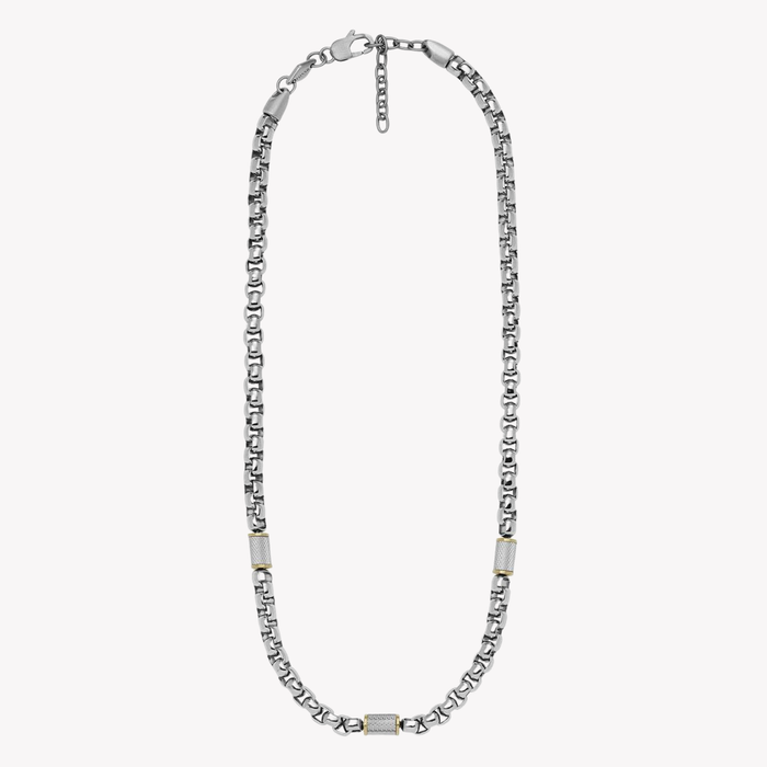 Fossil Men's Silver & Gold Necklace, Two-Tone Chain | JF04145998