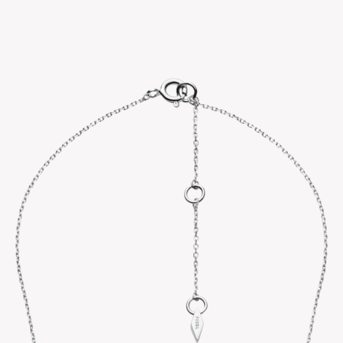 Fossil Women's Silver Necklace, Mother Of Pearl & Cubic Zirconia | JFS00579040