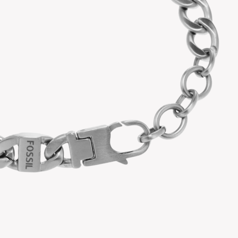 Fossil Men's Silver Bracelet, Engravable ID Plate | JF04164040