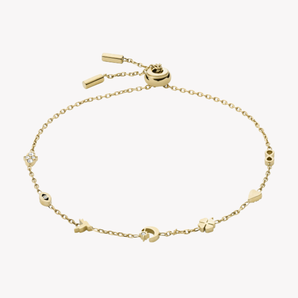 Fossil Women's Gold-Tone Bracelet, Cubic Zirconia Accents | JF04119710