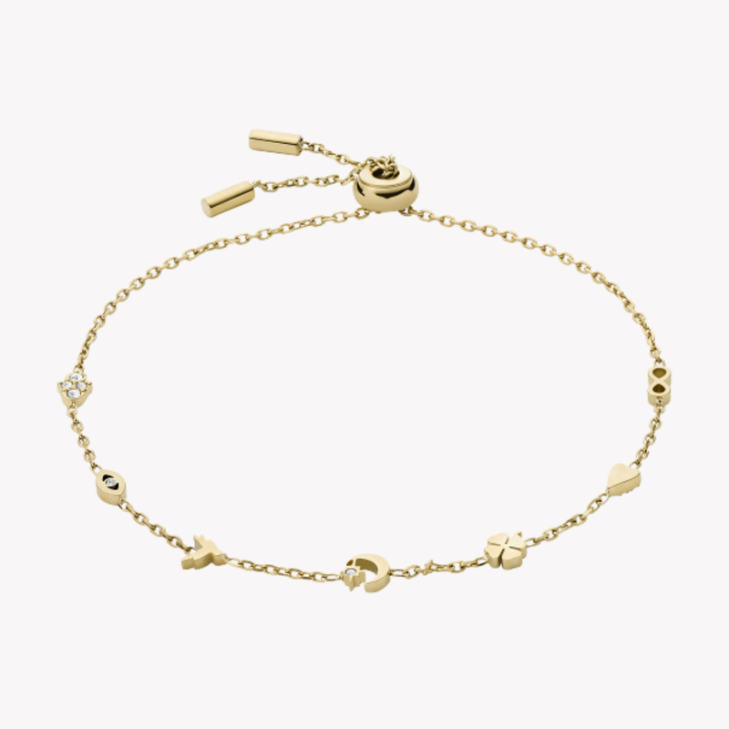 Fossil Women's Gold-Tone Bracelet, Cubic Zirconia Accents | JF04119710