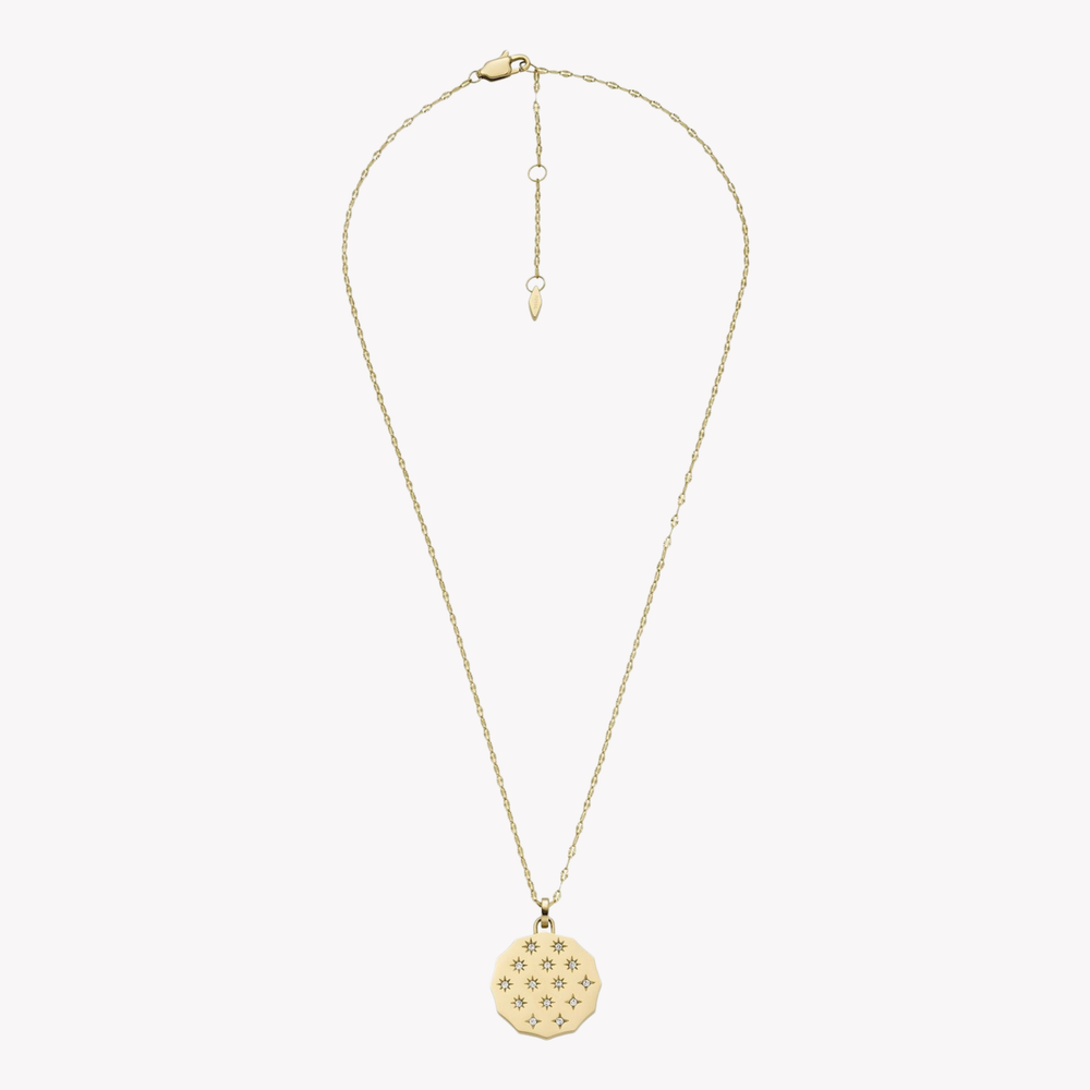 Fossil Women's Gold-Tone Necklace, Scalloped Edge Pendant | JF04382710
