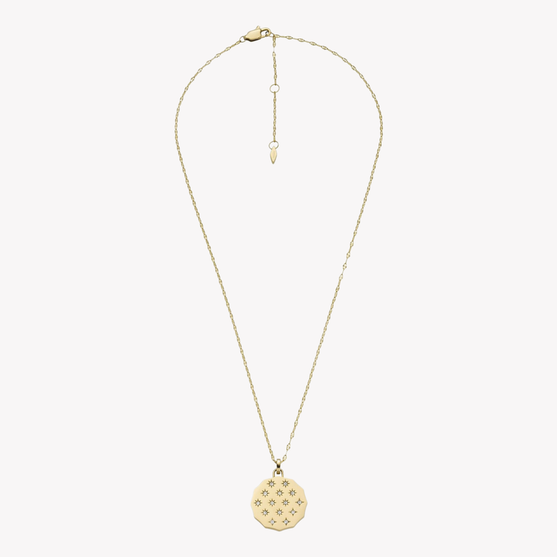 Fossil Women's Gold-Tone Necklace, Scalloped Edge Pendant | JF04382710