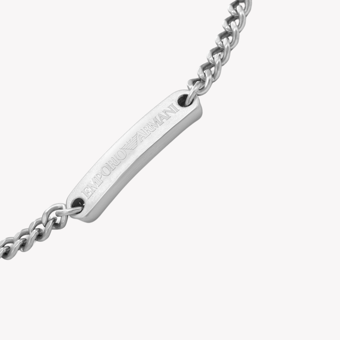 Emporio Armani Men's Silver Bracelet, Stainless Steel ID Plate | EGS3189040