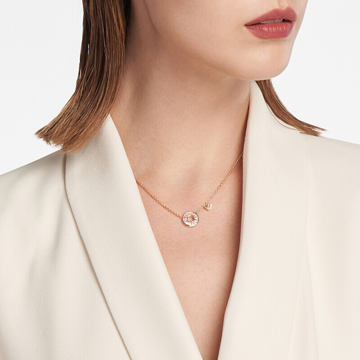 Emporio Armani Women's Rose Gold Necklace, PavÃ© Crystal Double Ring | EG3457221