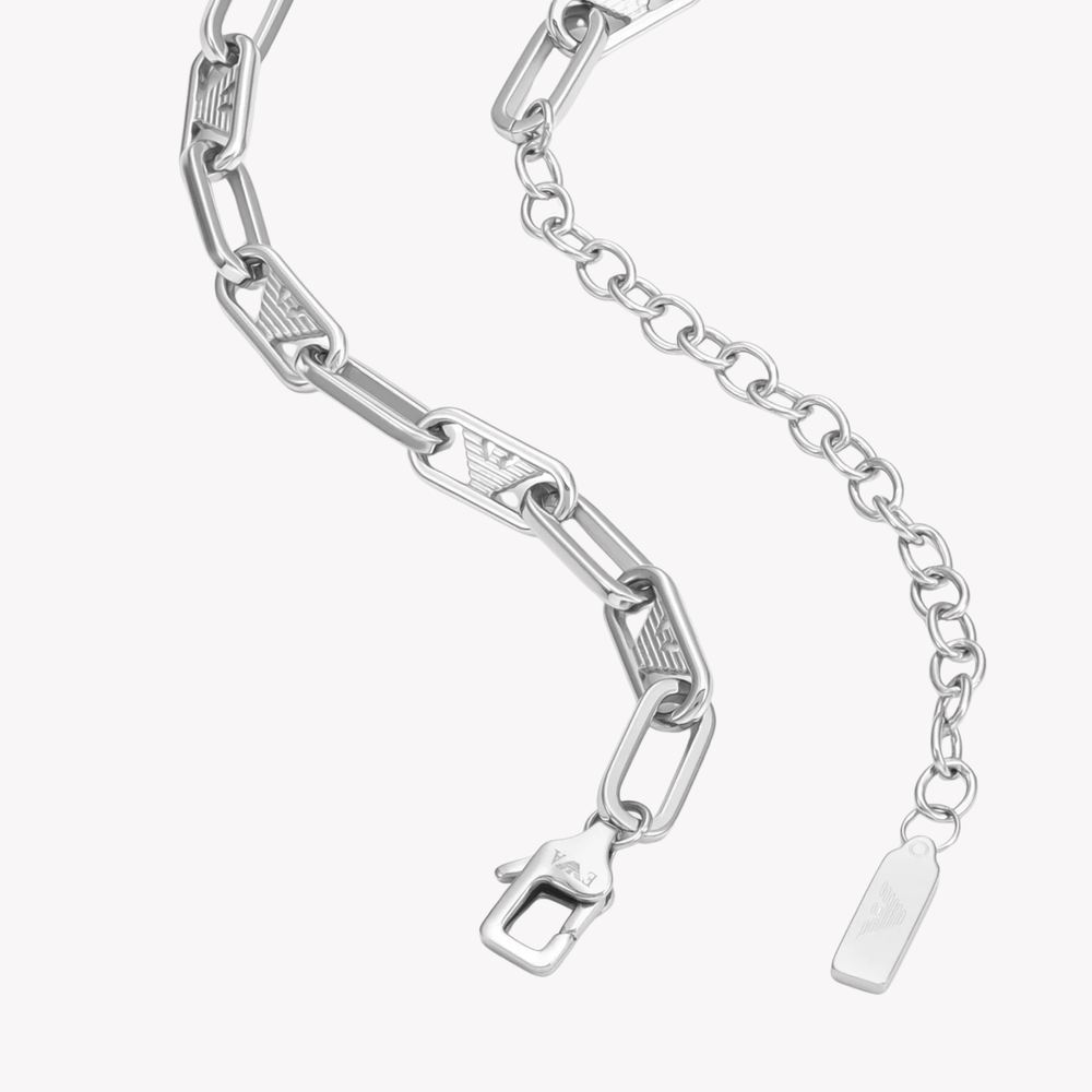 Emporio Armani Men's Silver Necklace, Twisted Oval Link Design | EGS3248040