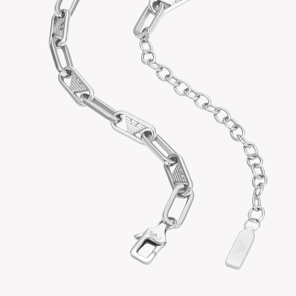 Emporio Armani Men's Silver Necklace, Twisted Oval Link Design | EGS3248040