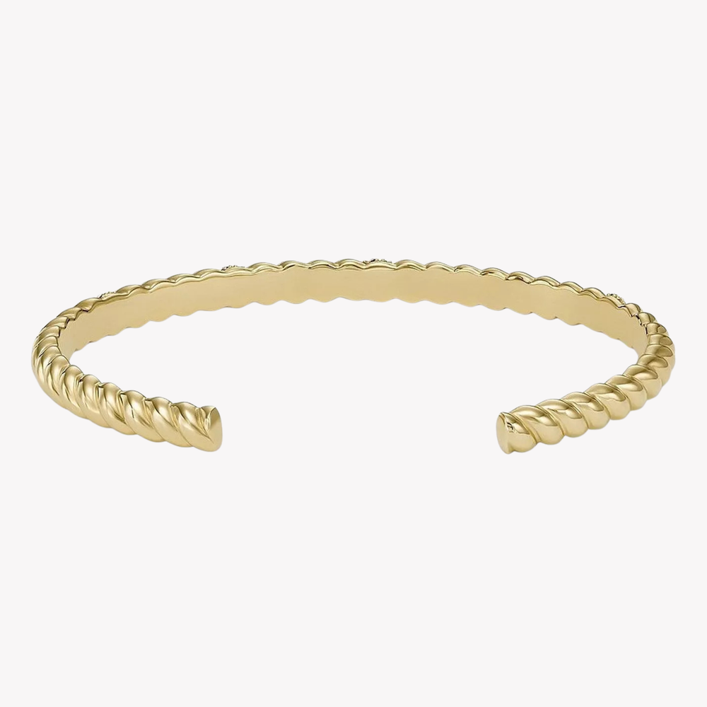 Fossil Women's Gold-Tone Bracelet, Twist Design with Crystal Accents | JF04169710