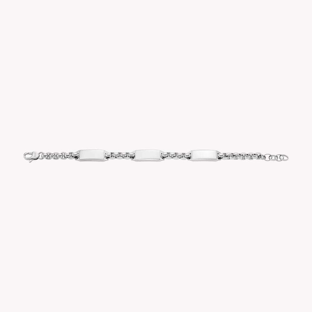 Fossil Men's Silver Bracelet, Engravable ID Plate | JF04400040