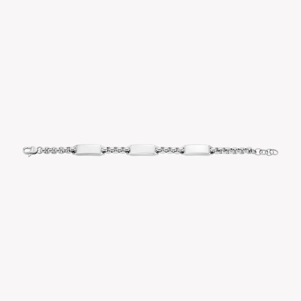 Fossil Men's Silver Bracelet, Engravable ID Plate | JF04400040