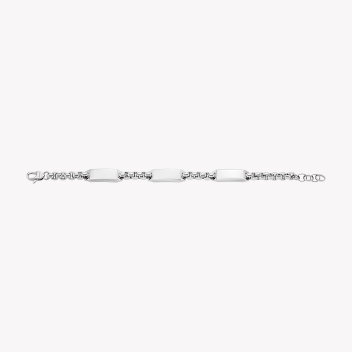 Fossil Men's Silver Bracelet, Engravable ID Plate | JF04400040
