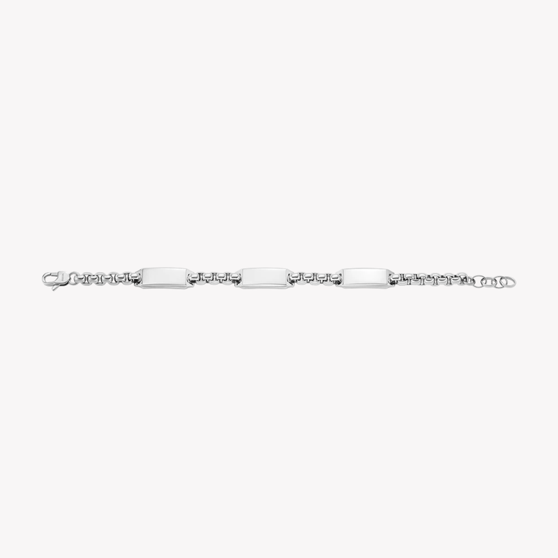 Fossil Men's Silver Bracelet, Engravable ID Plate | JF04400040