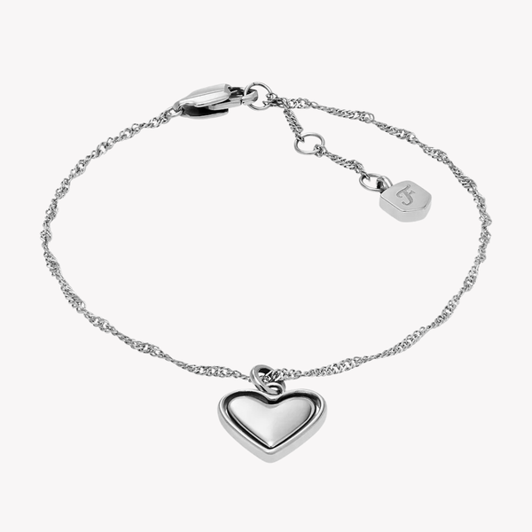 Fossil Women's Silver Bracelet, Rotating Heart Charm | JF04837040