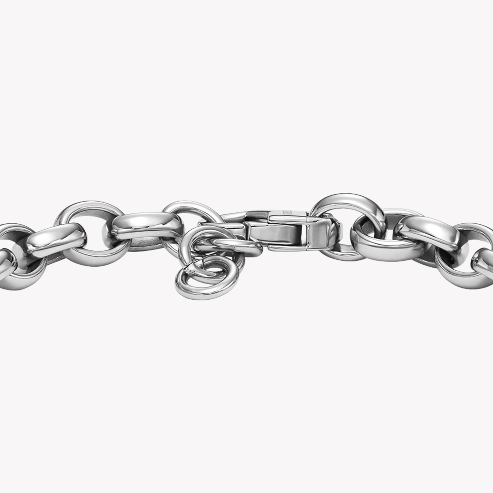 Fossil Men's Silver Bracelet, Linear Texture | JF04569040