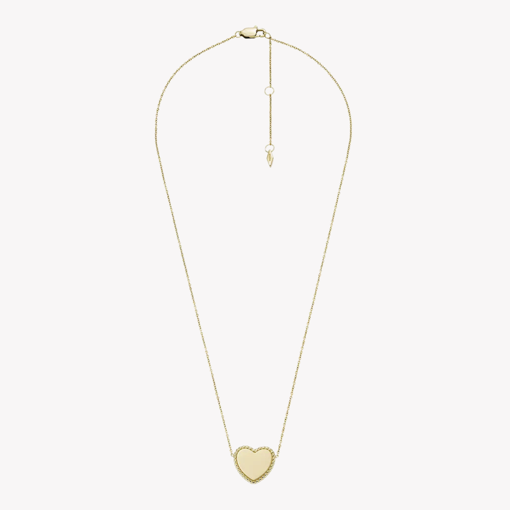 Fossil Women's Gold-Tone Necklace, Engravable Heart Pendant | JF04360710
