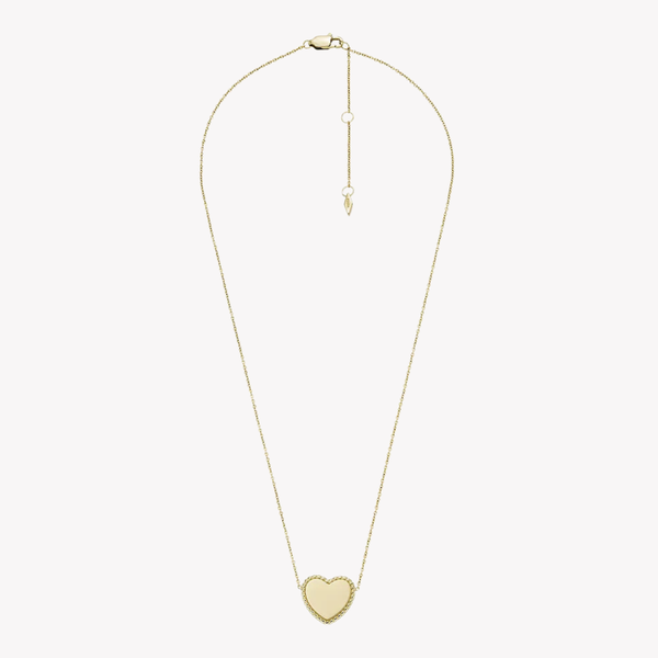 Fossil Women's Gold-Tone Necklace, Engravable Heart Pendant | JF04360710