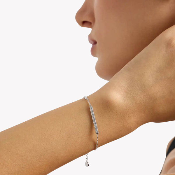 Emporio Armani Women's Silver Bracelet, Sterling Silver Crystal ID Bar | EG3592040
