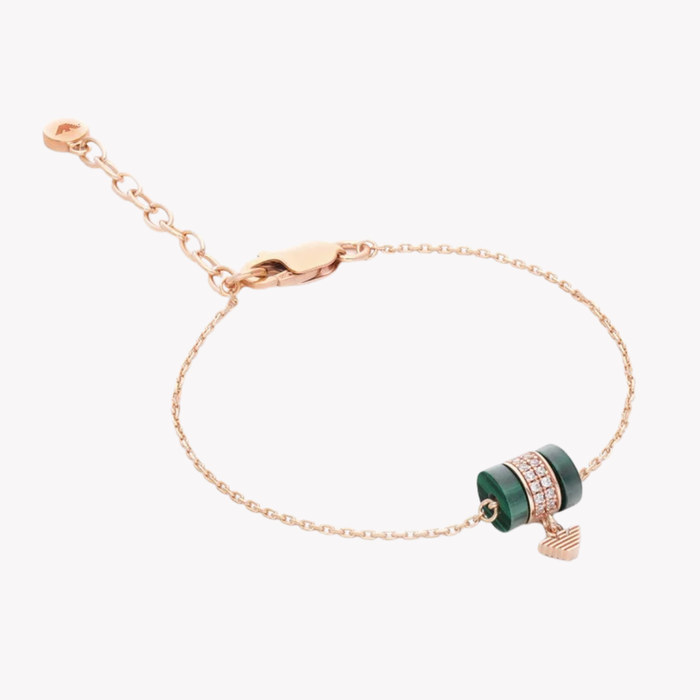 Emporio Armani Women's Rose Gold Bracelet, Malachite & Cubic Zirconia | EG3571221