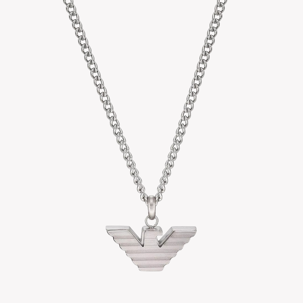 Emporio Armani Men's Silver Necklace, Logo Pendant | EGS2916040