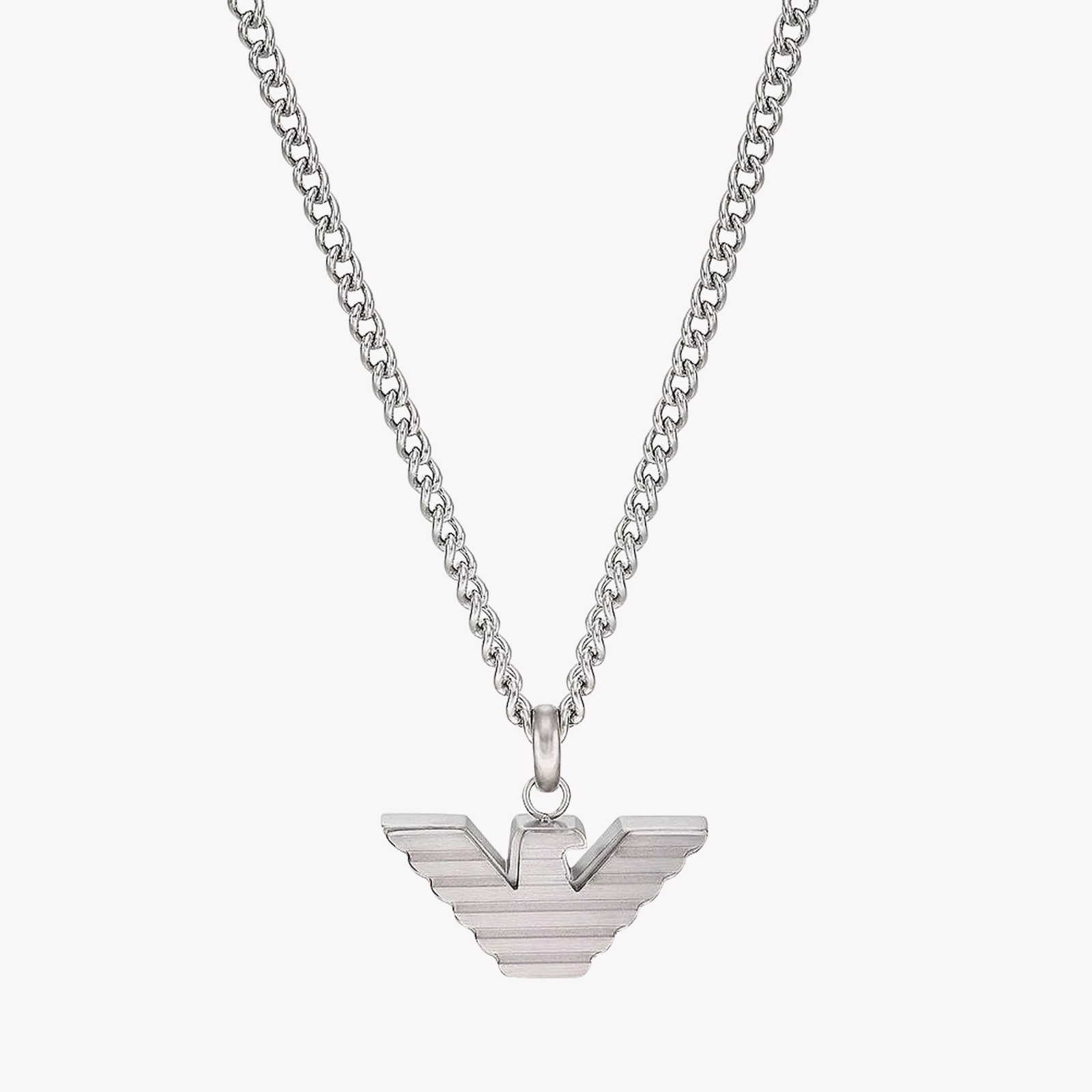 Emporio Armani Men's Silver Necklace, Logo Pendant | EGS2916040