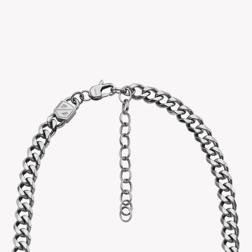 Fossil Men's Silver Necklace, Bold Curb Chain | JF04614040