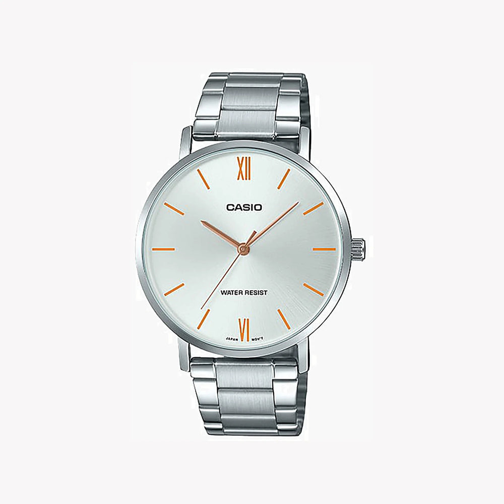 Casio Men's Silver Stainless Steel Watch, Silver Dial | Mtp-Vt01d-7b by i-watch