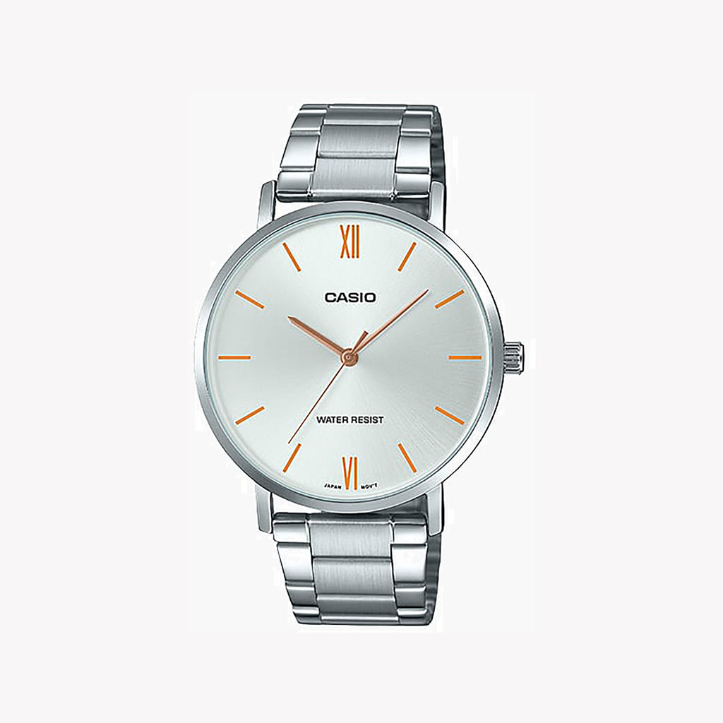CASIO MTP-VT01D-7B - STYLISH SPORTSMAN'S TIMEPIECE - DURABLE SILVER DIAL & BAND
