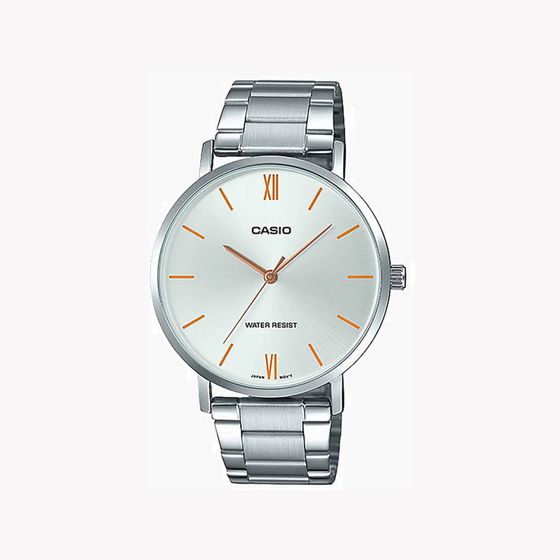 Casio Men's Silver Stainless Steel Watch, Silver Dial | Mtp-Vt01d-7b by i-watch