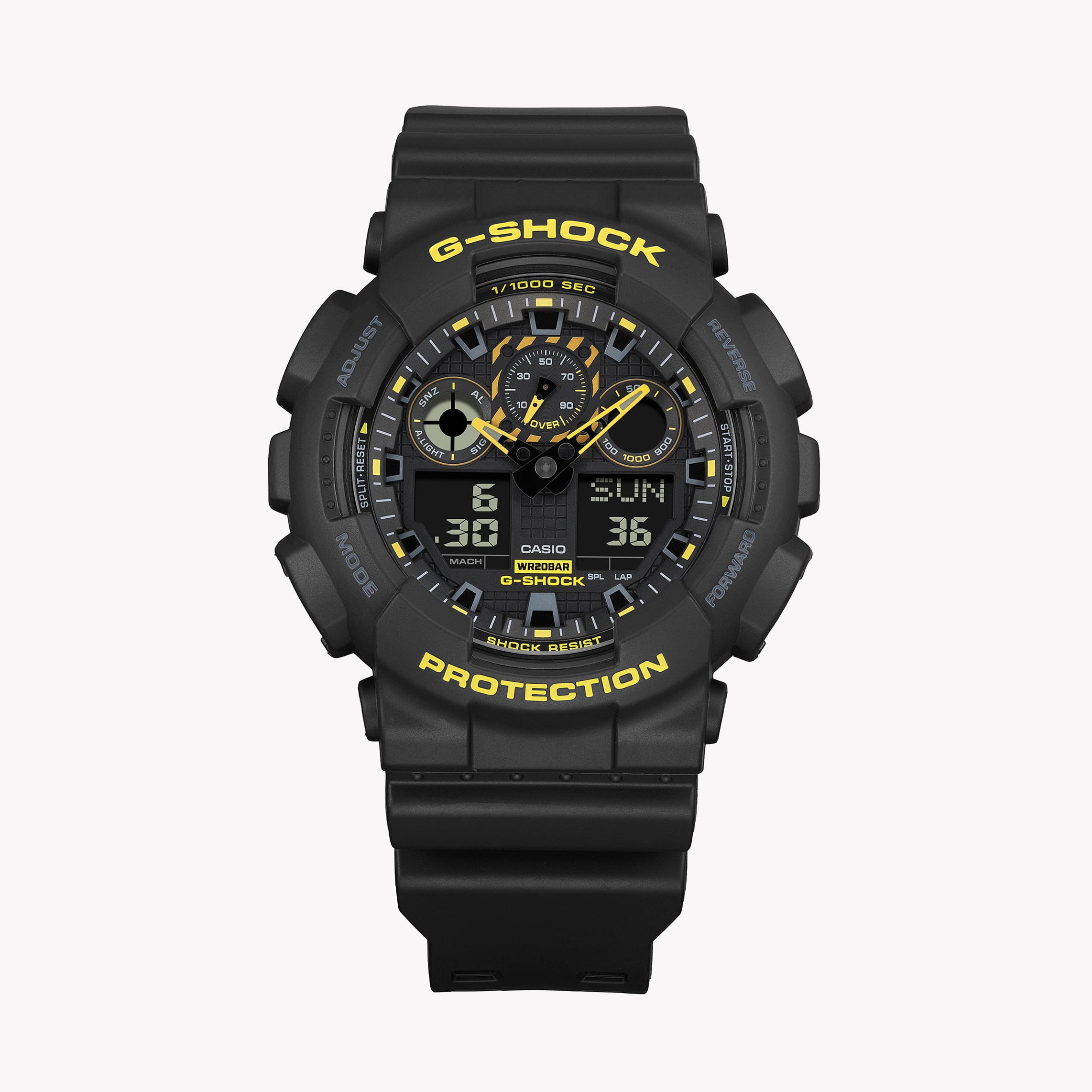 CASIO G-SHOCK GA-100CY-1ADR RUGGED ELEGANCE - BLACK POWERHOUSE Men's Watch with durable resin band and striking digital dial