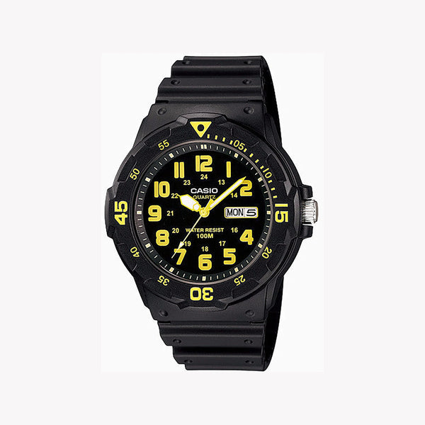 Casio Men's Black Resin Watch, Yellow Dial | Mrw-200h-9bvdf by i-watch