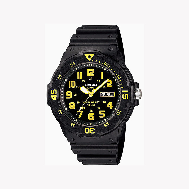 Casio Men's Black Resin Watch, Yellow Dial | Mrw-200h-9bvdf by i-watch