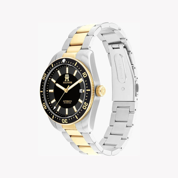 Tommy Hilfiger Men's Silver/Gold Watch, Black Dial | Th85 by i-watch